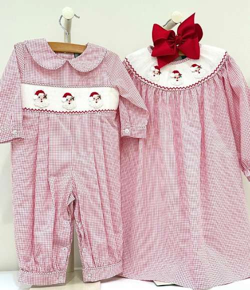 Smocked Santa Bishop Dress