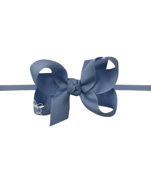 1/4" Headband w/Smoke Blue Grosgrain Bow