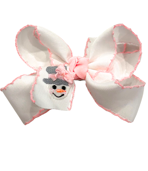Snowman Embroidered Grosgrain Bow Snowman Embroidered Grosgrain Bow