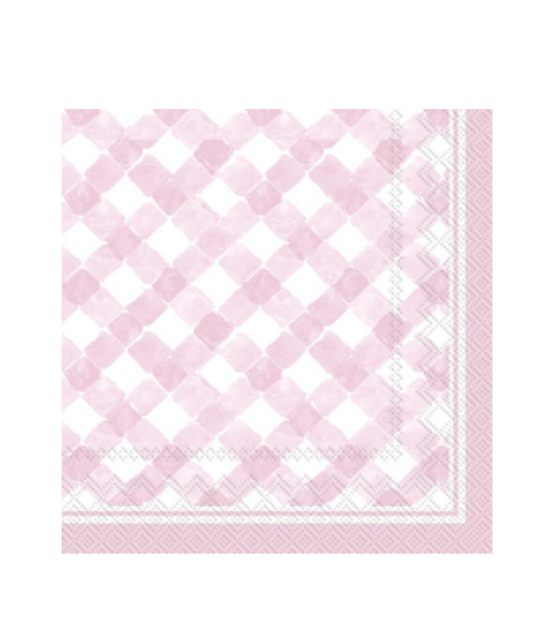 Light Pink Gingham Cocktail Napkins