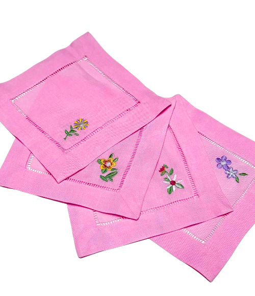 Spring Floral Cocktail Napkins, Set of 4