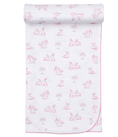 Kissy Springtime Pink Bunny Blanket