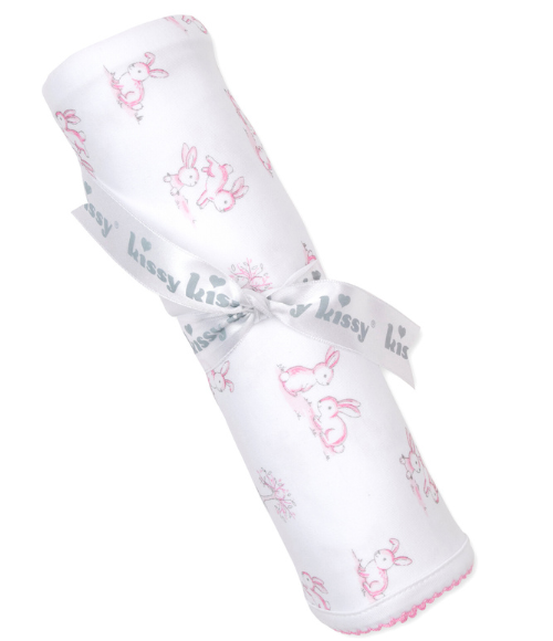 Kissy Springtime Pink Bunny Blanket