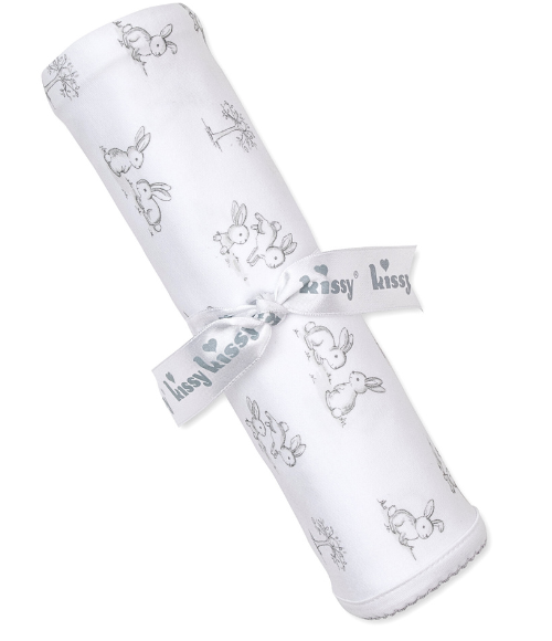 Kissy Springtime Silver Bunny Blanket