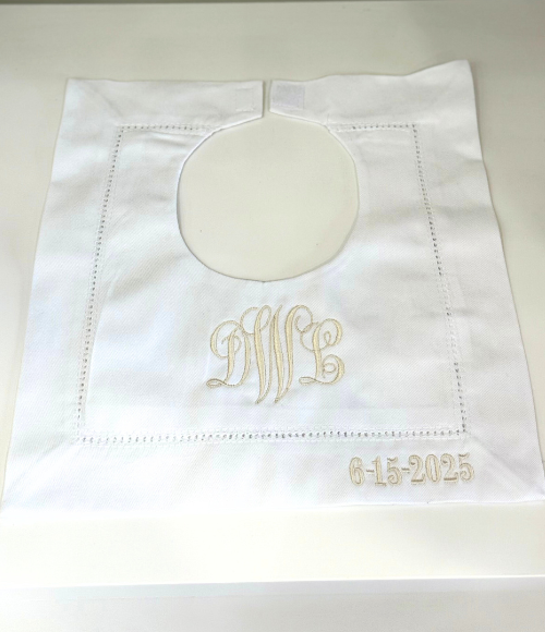 Square Baby Bibs with Hemstitch Trim