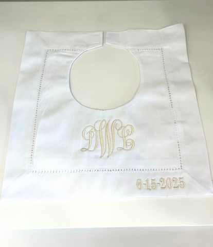 Square Baby Bibs with Hemstitch Trim