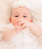 Sterling Silver White Baby Rosary Baptism Gift
