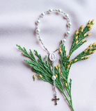 Sterling Silver White Baby Rosary Baptism Gift
