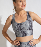 Snake Chintz Grey & Charcoal Sports Bra - Bralette