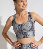 Grey & Charcoal Snake Chintz Sports Bra - Bralette