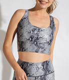Snake Chintz Grey & Charcoal Sports Bra - Bralette
