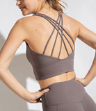 Strappy Criss Cross Back Padded Sports Bra - Bralette