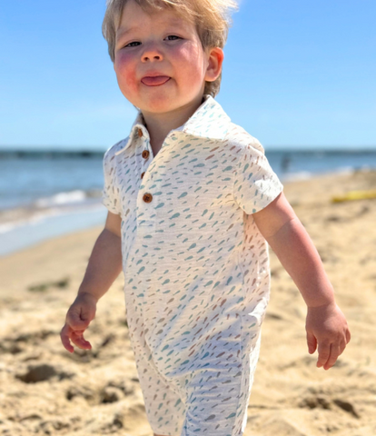 Drift Print Polo Romper - Multiple Colors