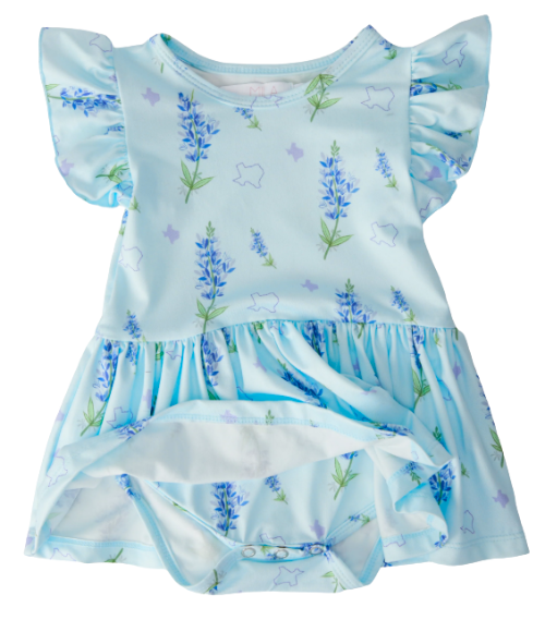 Texas Bluebonnets Flutter Twirl Bodysuit