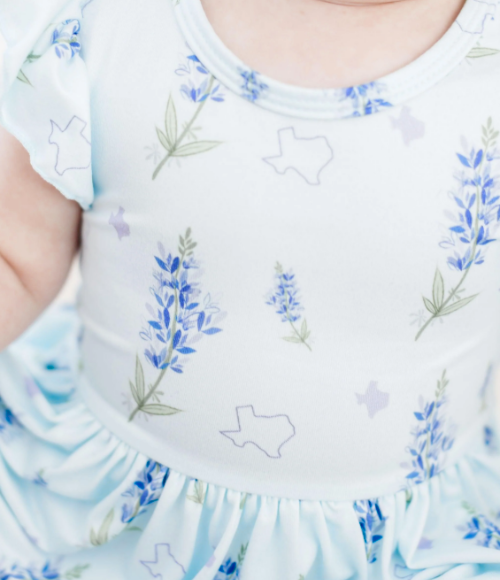 Texas Bluebonnets Flutter Twirl Bodysuit