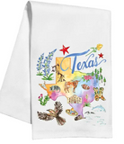 State of Texas Handpainted Tea Towel