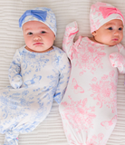 Periwinkle Blue Toile Sleep Gown & Hat Set