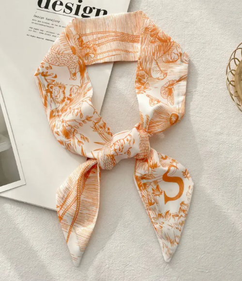 Top Letter Mini Silk Accessory Scarfs