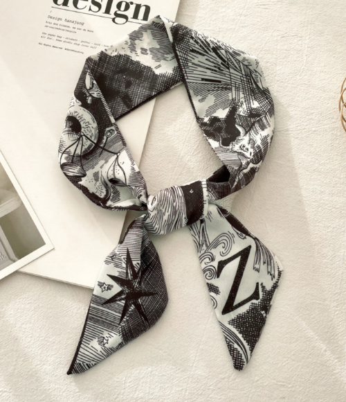 Top Letter Mini Silk Accessory Scarfs