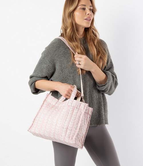Powder Pink Print Tote Bag