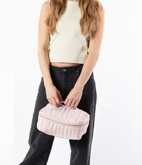 Powder Pink Print Train Case