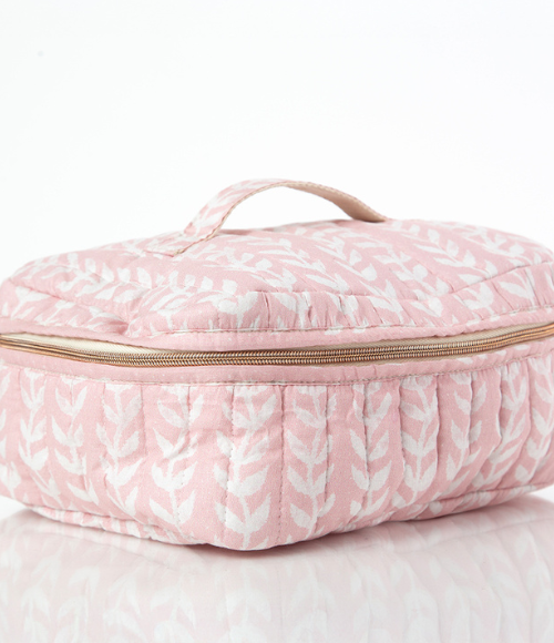 Powder Pink Print Train Case