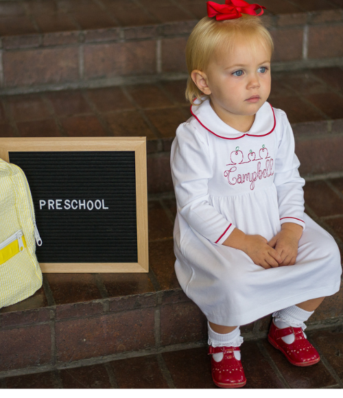 Bambinos Trinity Twirl LS Dress - White/Red