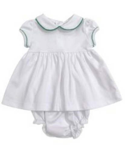 Bambinos Trinity Twirl Dress - SS White/Green, 3 Months