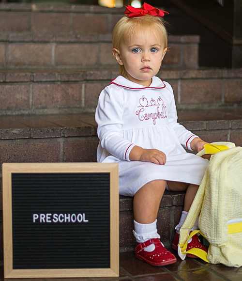 Bambinos Trinity Twirl LS Dress - White/Red