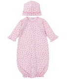 Kissy Pink Tulip Blossoms Convertible Gown & Hat Set