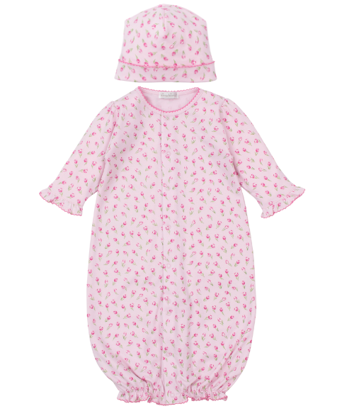 Kissy Pink Tulip Blossoms Convertible Gown & Hat Set