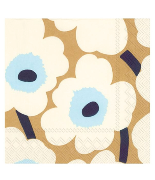 Unikko Cream and Gold Cocktail Napkins Unikko Cream and Gold Cocktail Napkins
