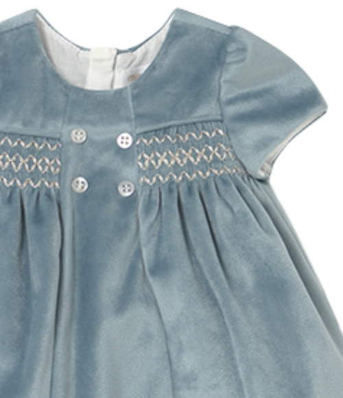 Mineral Blue SS Velvet Dress