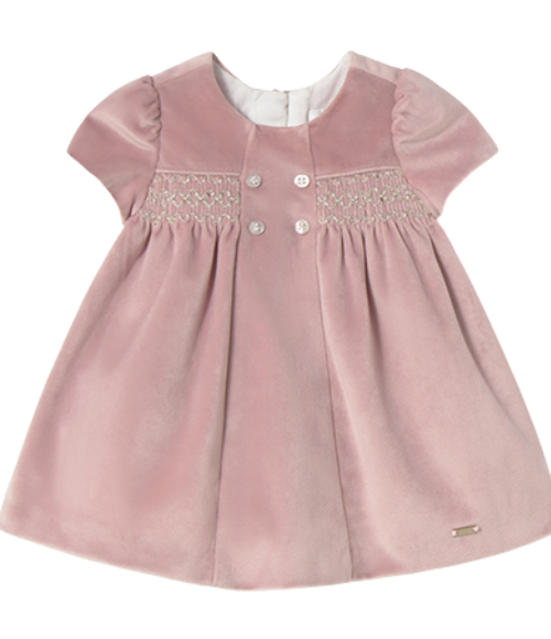 Petal Pink SS Velvet Dress
