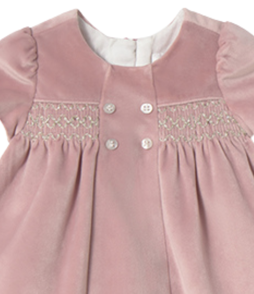 Petal Pink SS Velvet Dress