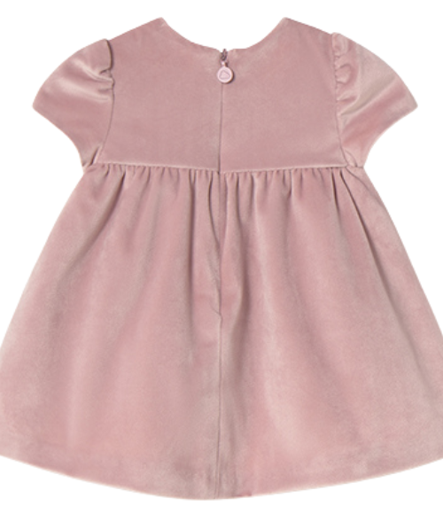 Petal Pink SS Velvet Dress