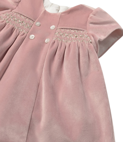 Petal Pink SS Velvet Dress