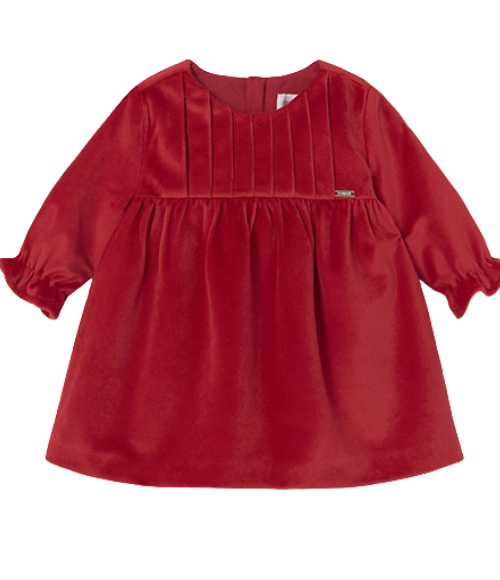 Cherry Red  LS Velvet Dress