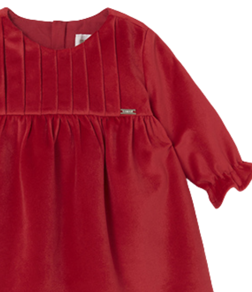 Cherry Red  LS Velvet Dress