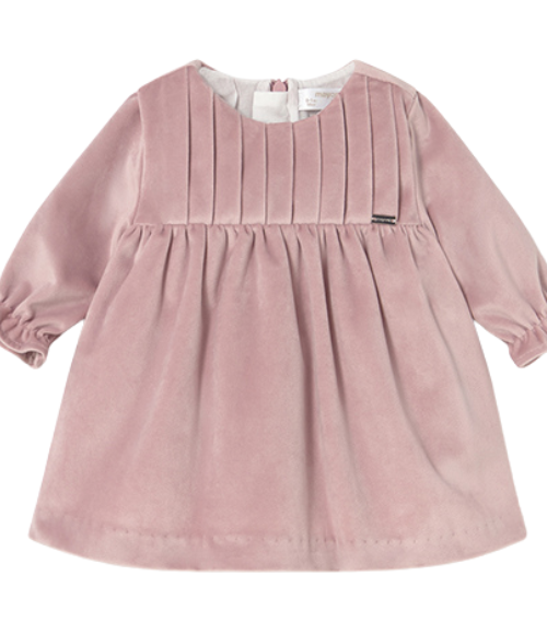 Petal Pink LS Velvet Dress