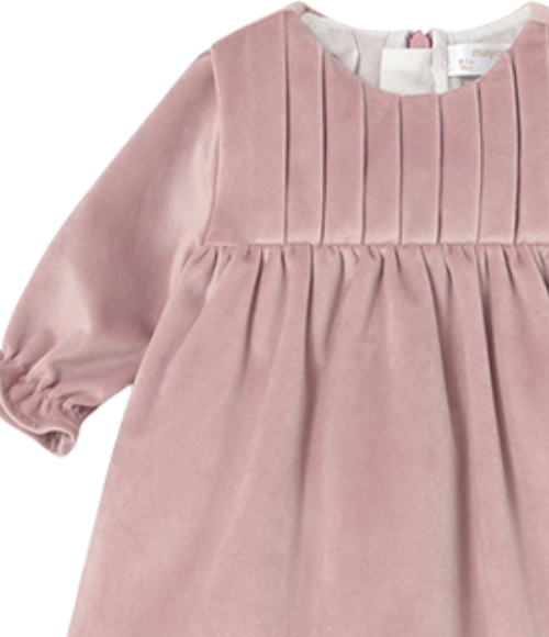 Petal Pink LS Velvet Dress