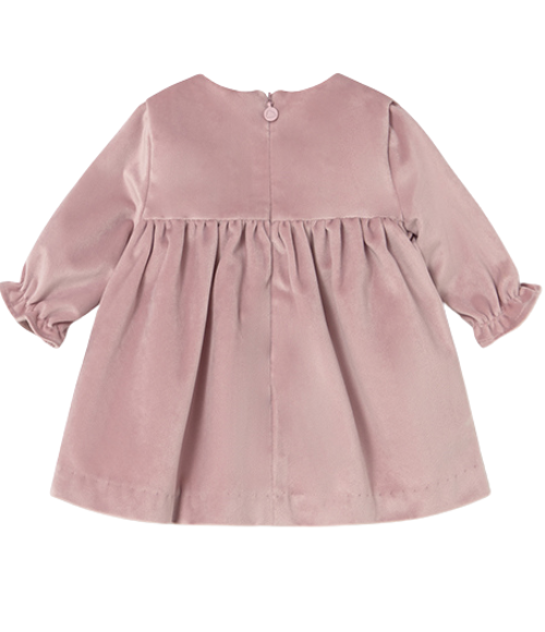 Petal Pink LS Velvet Dress
