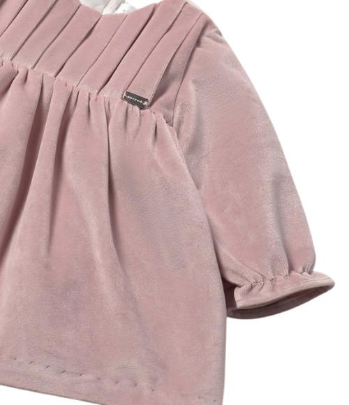 Petal Pink LS Velvet Dress