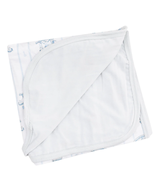 Vintage Blue Rocking Horse Swaddle Blanket