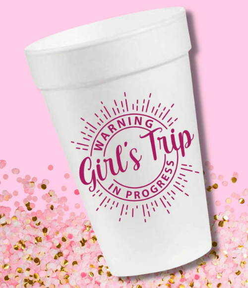 WARNING Girls Trip In Progress Styrofoam Cups
