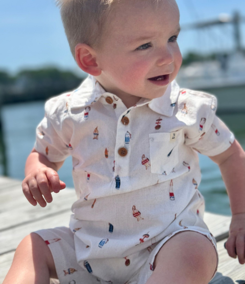 White Buoy Print Romper
