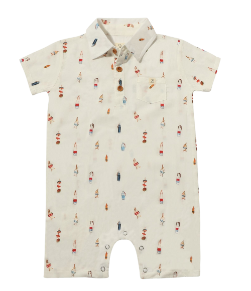 White Buoy Print Romper