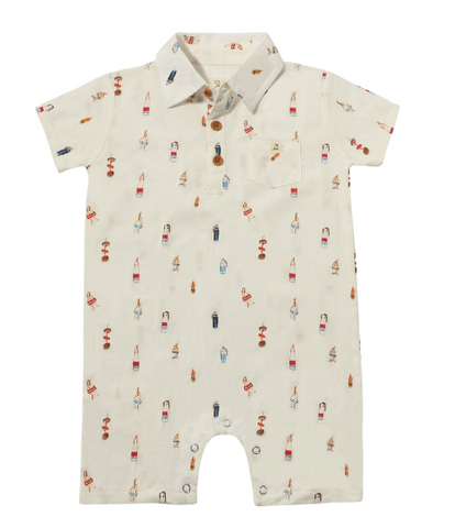 White Buoy Print Romper