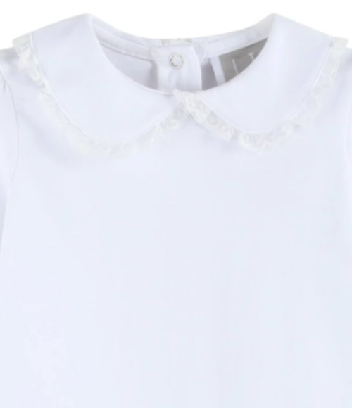 White Lace Collared Girls LS Bodysuit