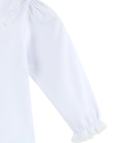 White Lace Collared Girls LS Bodysuit